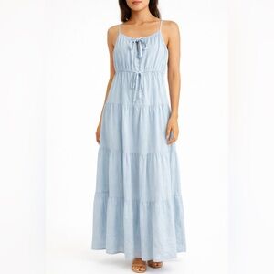 Sim & Sam Maxi Dress Size XL Baby Blue Sundress 100% Cotton